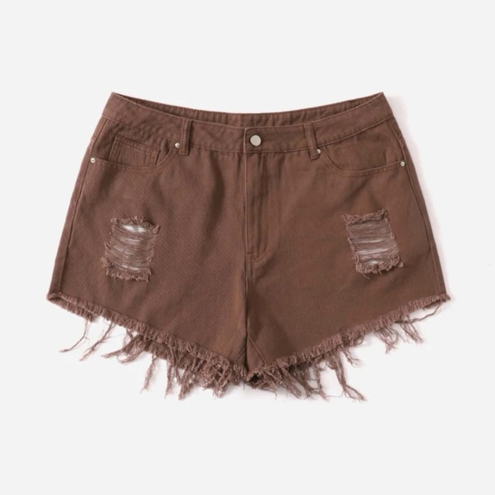 🤎 High Waist Raw Cut Denim Shorts | NWOT | US12 (XL) 🤎